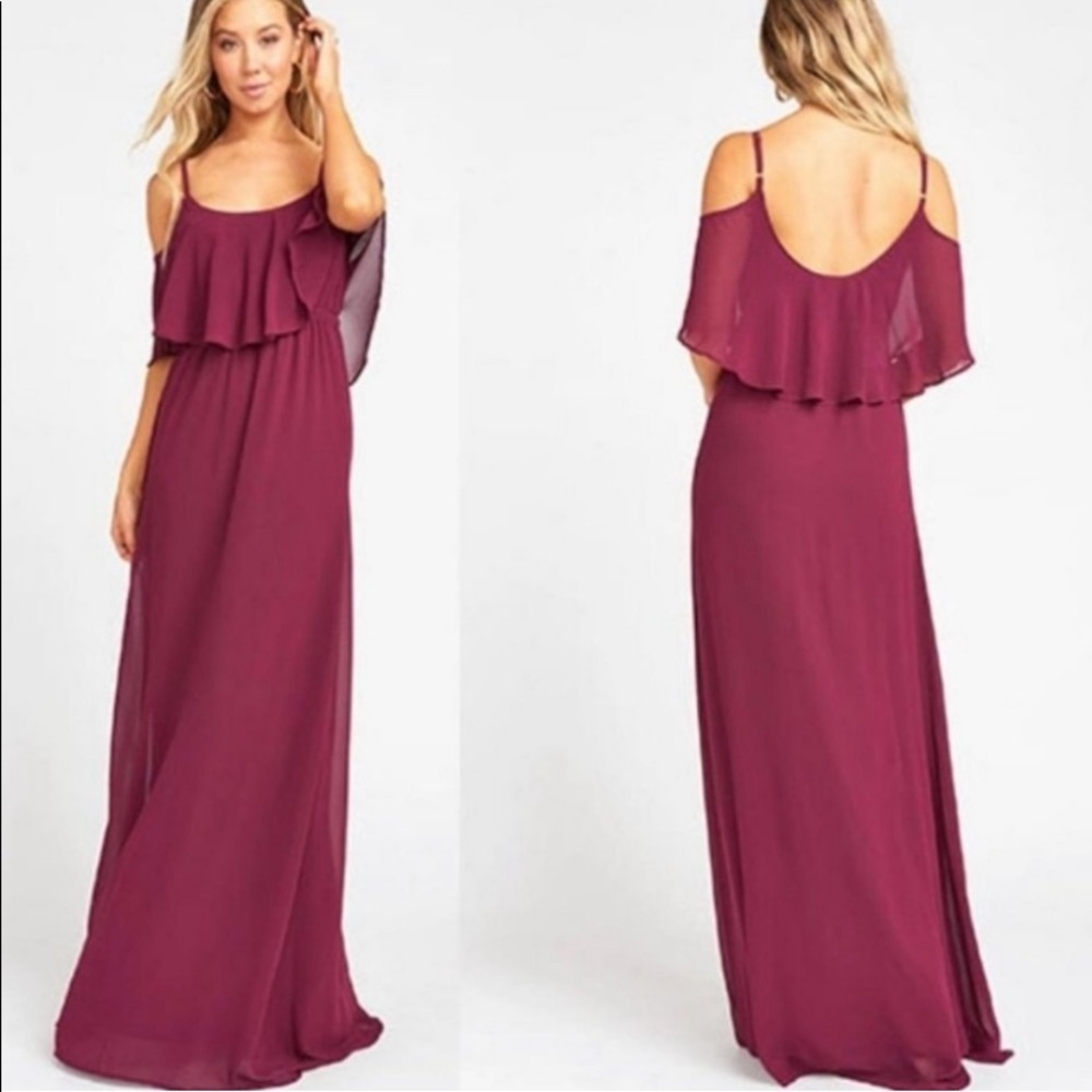 Show Me Your MuMu Caitlin Maroon Maxi Dress Cold Shoulder